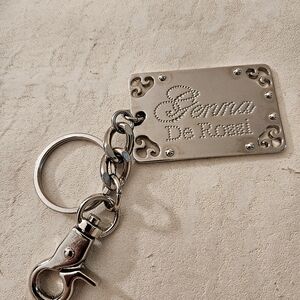 VTG Genna De Rossi Silver Tone Signature Keychain 5.5"L Total